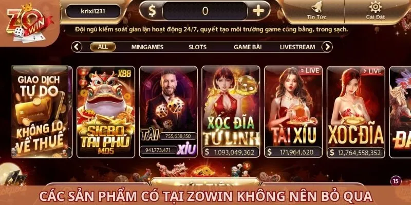 Các sản phẩm có tại ZOWIN không nên bỏ qua