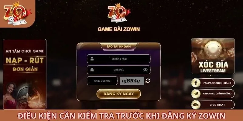 Điều kiện cần kiểm tra trước khi đăng ký ZOWIN