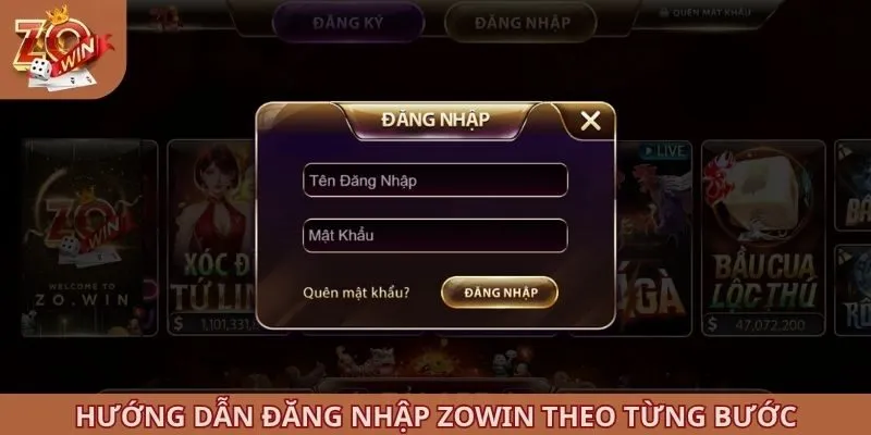 Hướng dẫn đăng nhập ZOWIN theo từng bước