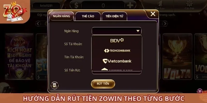 Rút Tiền ZOWIN 2 Hướng dẫn rút tiền ZOWIN theo từng bước