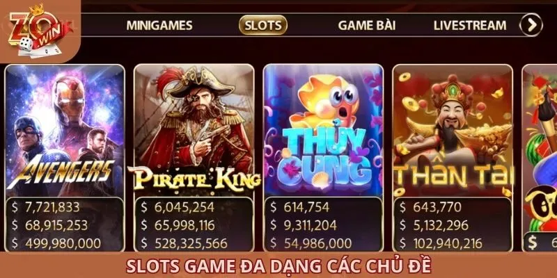 Slots game đa dạng các chủ đề